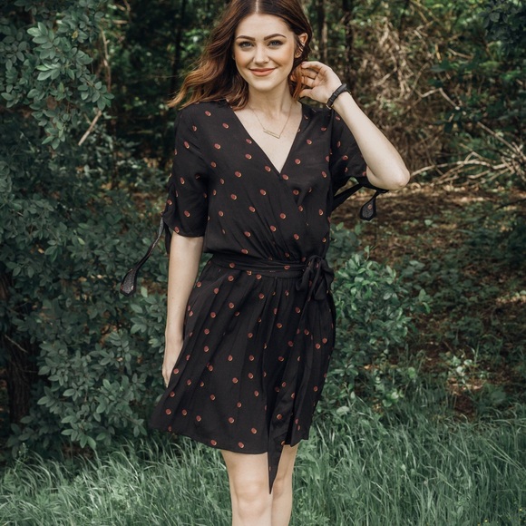 Floretta Wrap Dress - Black - Picture 1 of 7